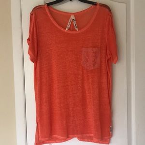 Like New - Orange Open Sleeve Tee with Pocket